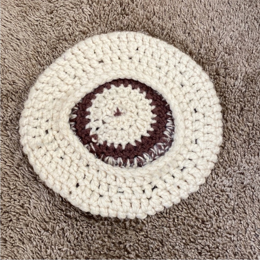 VTG Handmade Handknit Knitted Crochet Beret Pom - Picture 7 of 8